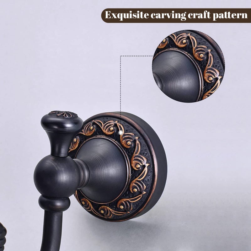 Leyden Brass Towel Hooks, Oil Rubbed Bronze Robe Hooks Antique for Bathroom Cloakroom Kitchen - Image 4